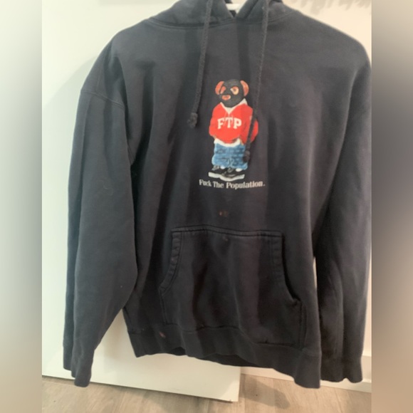 FTP Navy Polo Bear Hoodie SS19 - Picture 1 of 5
